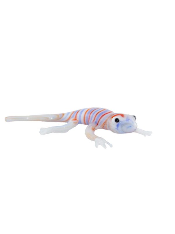 Glasfigur Echse weiß gestreift