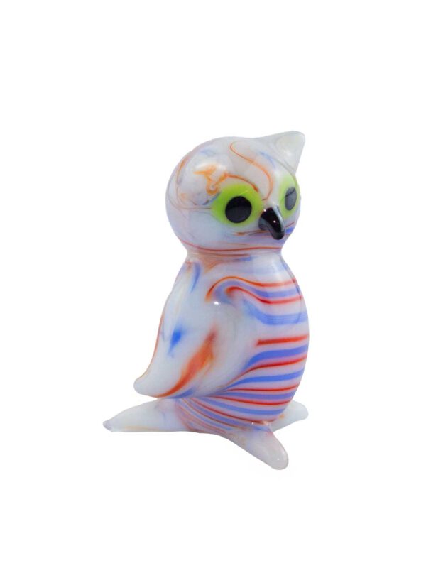 Glasfigur Eule weiß gestreift