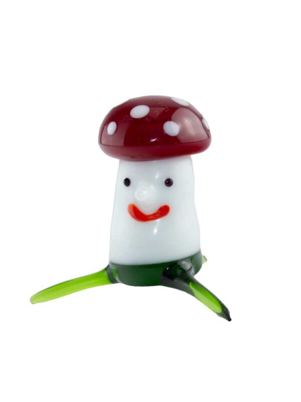 Glasfigur Fliegenpilz mit Gesicht
