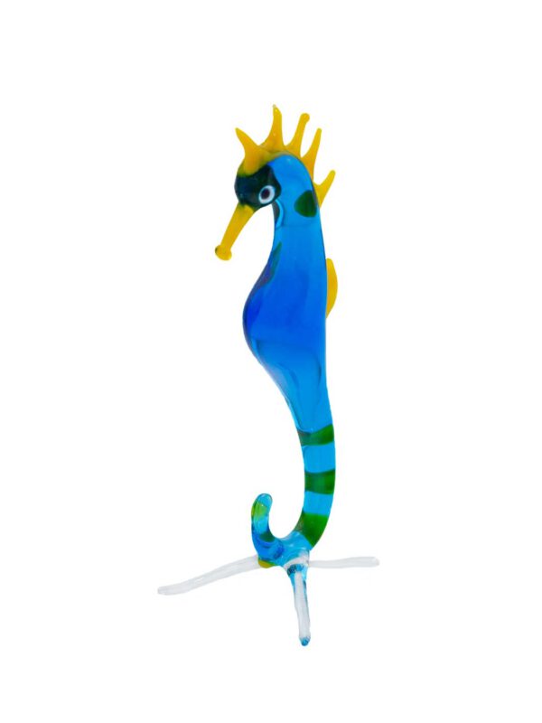 Glasfigur Seepferd blau