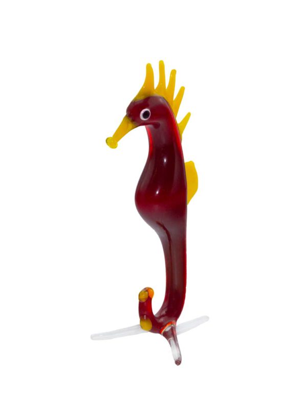 Glasfigur Seepferd rot