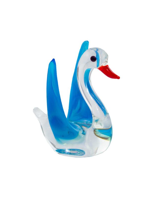 Glasfigur Schwan mit türkisen Flügeln