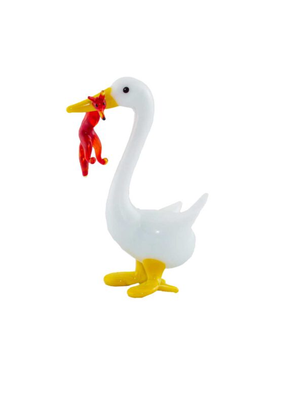 Glasfigur Gans mit Fuchs