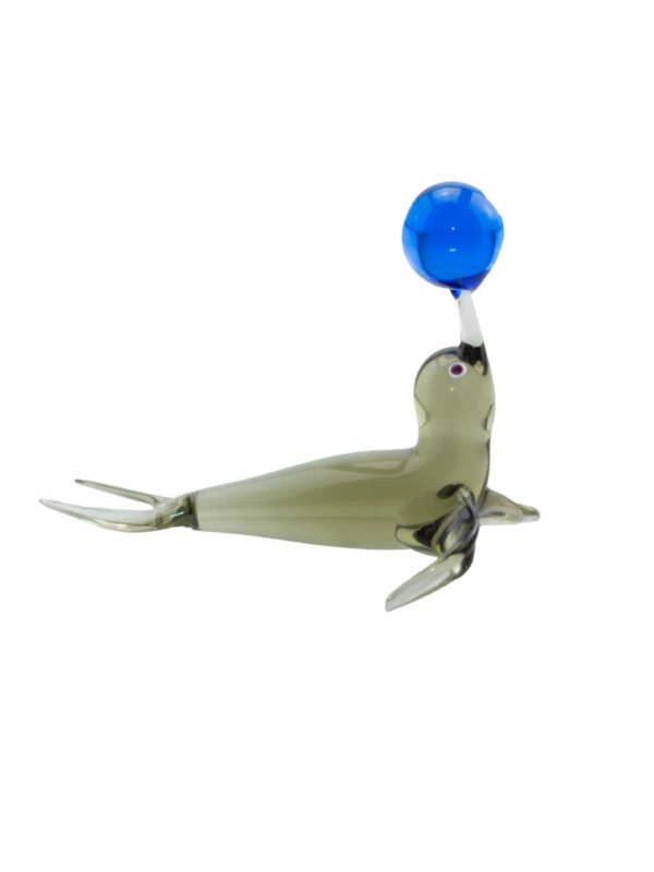 Glasfigur Robbe mit Ball