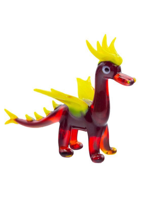 Glasfigur Drachen rot gelb