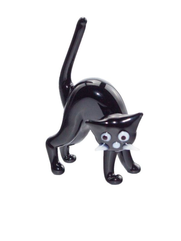 Glasfigur Katze mit Buckel