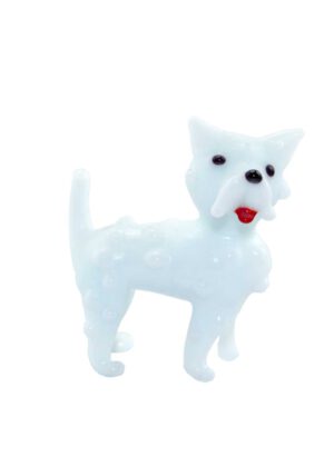 Glasfigur Hund Terrier weiß