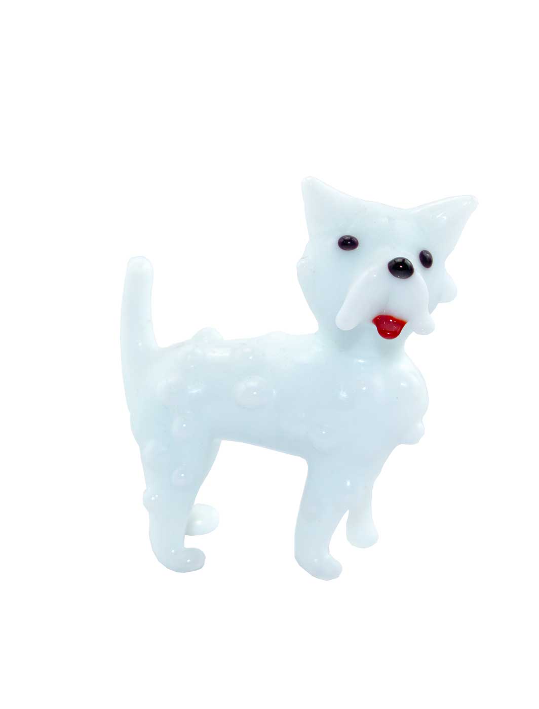 Glasfigur Hund Terrier weiß