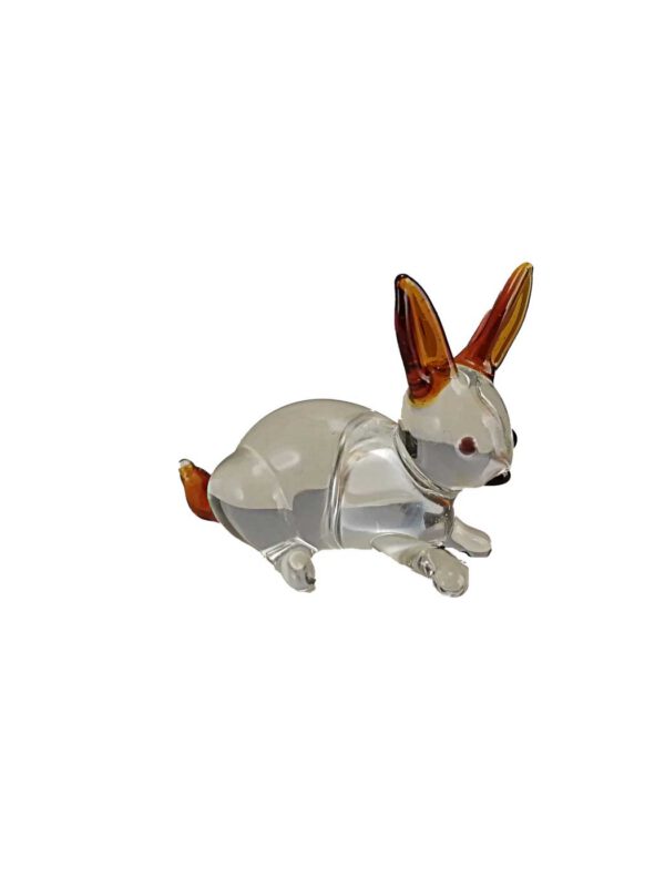 Glasfigur Hase kristall mit braunen Ohren