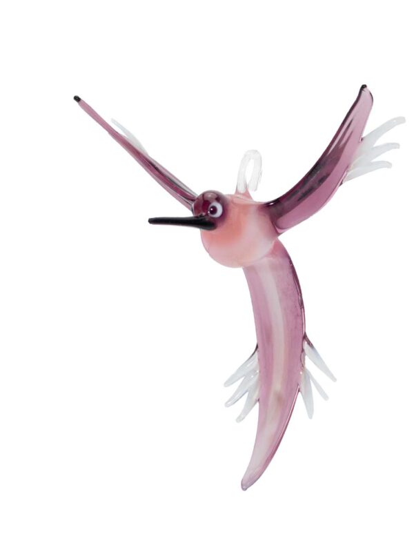 Glasfigur Kolibri hängend rosa violett