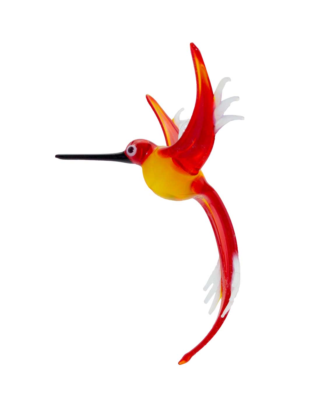 Glasfigur Kolibri hängend gelb rot