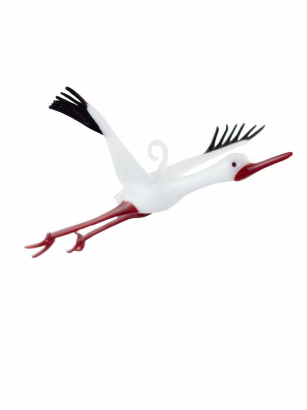 Glasfigur Storch fliegend