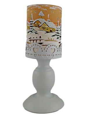 Leuchter mit Metallfuß terracotta