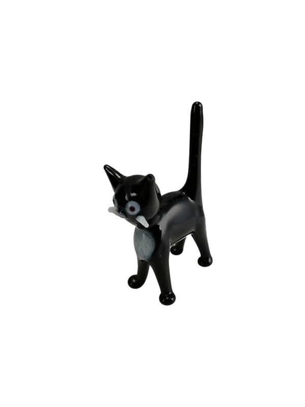 Glasfigur Katze mit weißem Latz