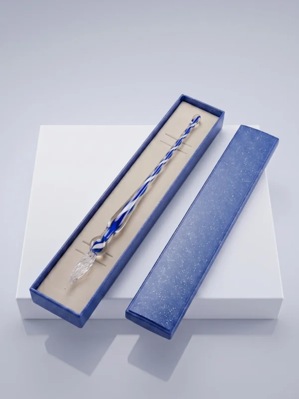 Glasschreiber blau weiß im Etui