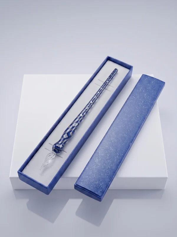 Glasschreiber blau schwarz gold im Etui