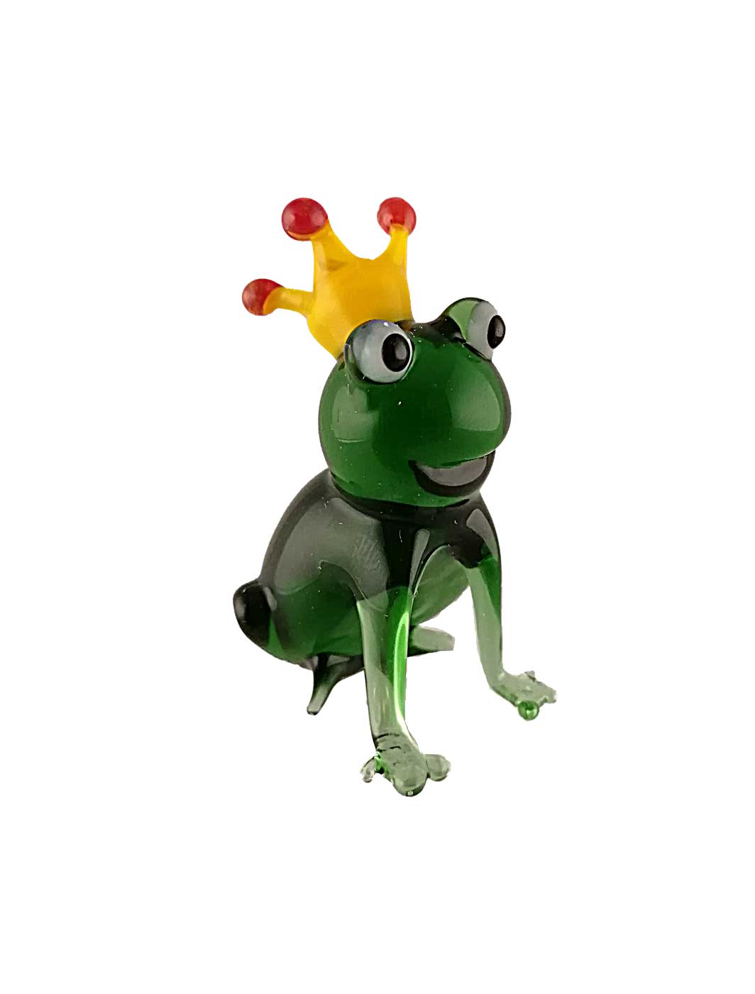 Glasfigur Froschkönig mit Krone