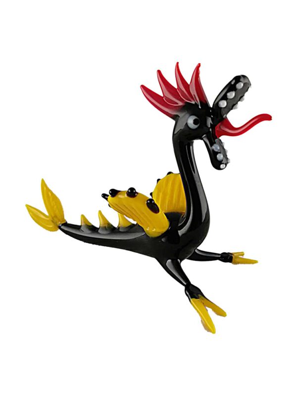 Glasfigur Drachen schwarz gelb