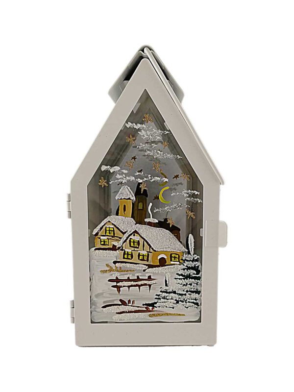 Laterne weiß mit Winterlandschaft