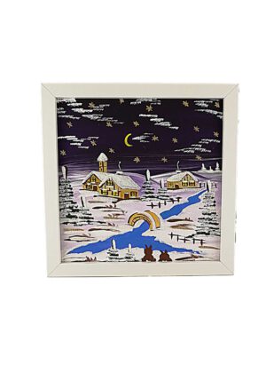 Bilderrahmen weiß mit Beleuchtung in violett groß