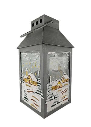 Laterne metallgrau klein