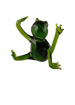 Glasfigur Yogafrosch grün