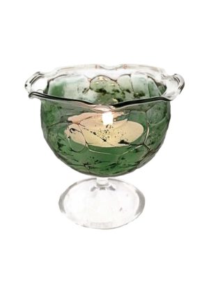 Teelichtglas mit Granulat grün