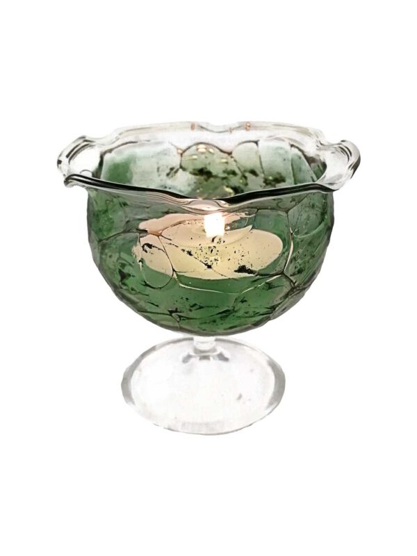 Teelichtglas mit Granulat grün