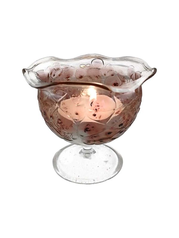 Teelichtglas mit Granulat rosa