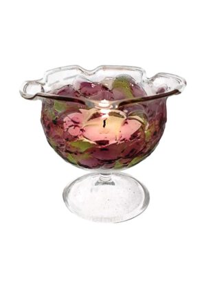 Teelichtglas mit Granulat rosa hellgrün