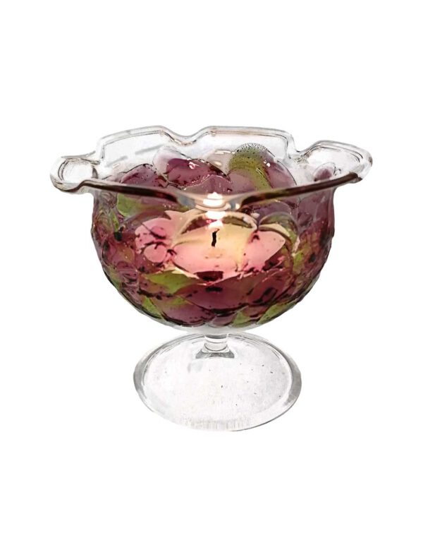 Teelichtglas mit Granulat rosa hellgrün