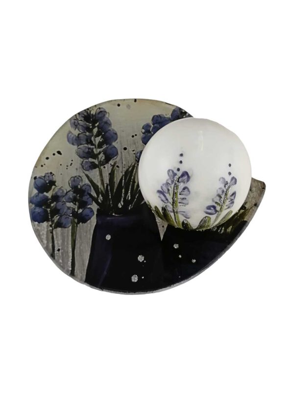 Glasplatte Lavendel rund mit Wachskerze