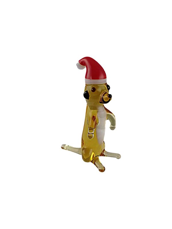 Glasfigur Erdmännchen mit Weihnachtsmütze