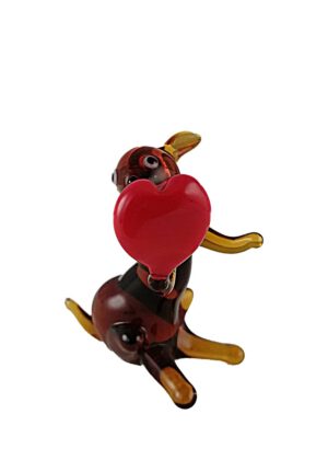 Glasfigur Hase mit Herz