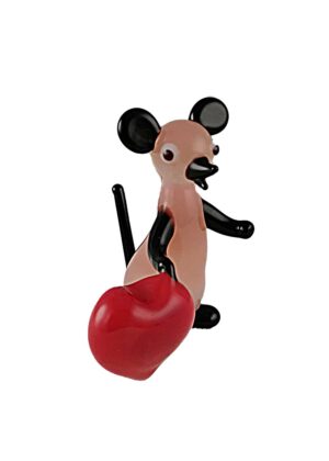 Glasfigur Maus mit Herz
