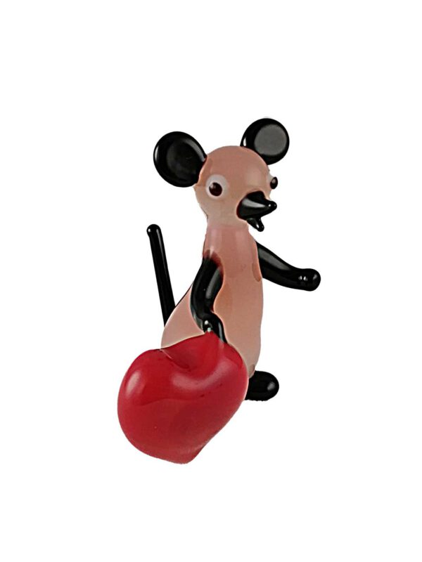 Glasfigur Maus mit Herz