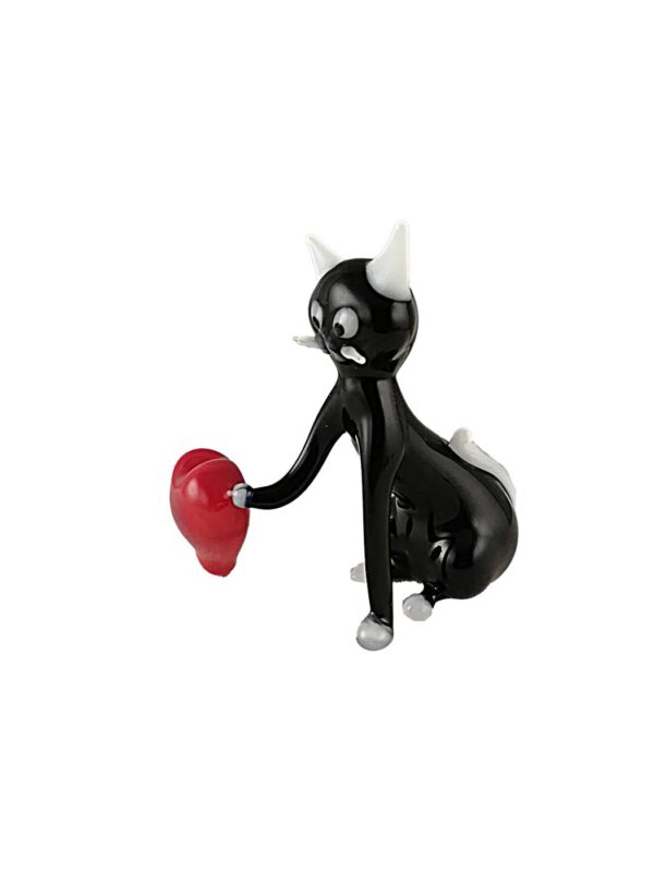 Glasfigur Katze mit Herz