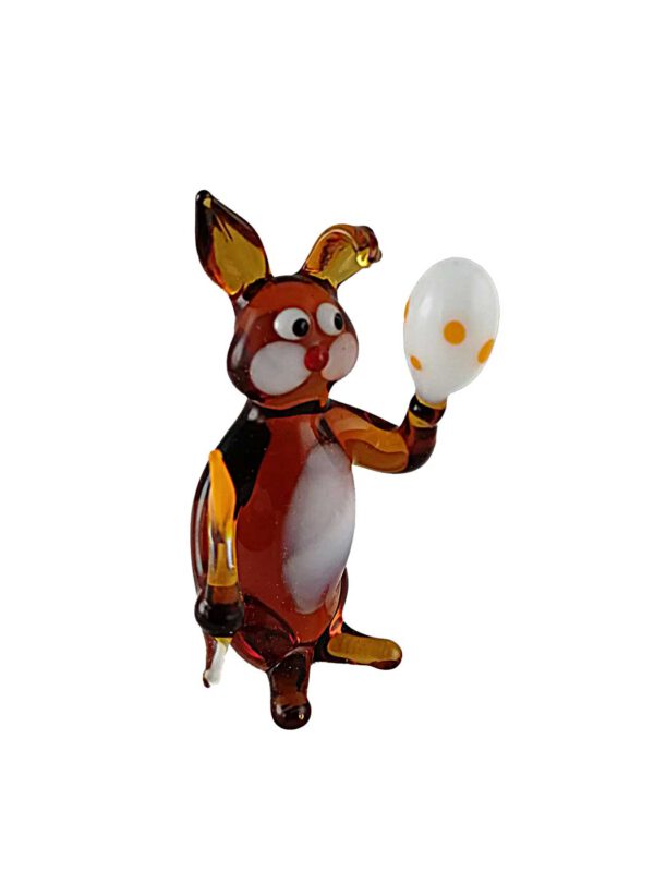 Glasfigur Osterhase mit Ei und Pinsel