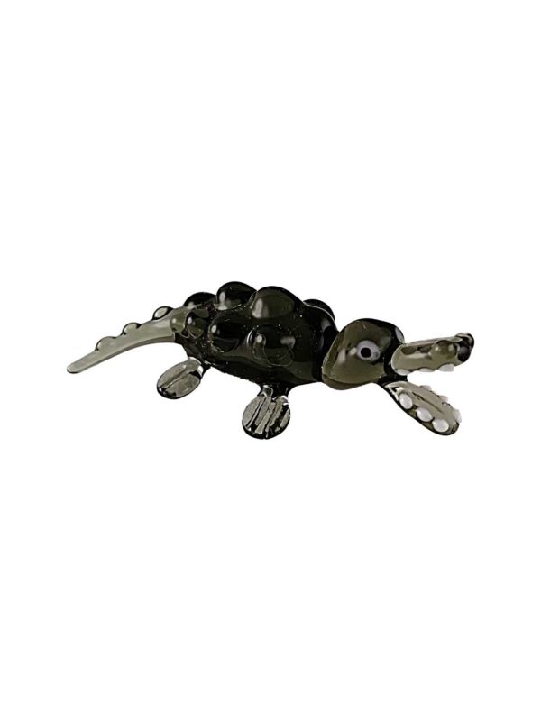 Glasfigur Krokodil klein rauchglas