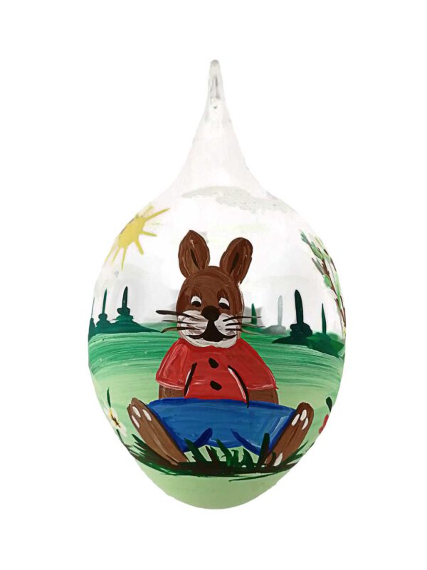8er Osterei teilbemalt Osterhase sitzend