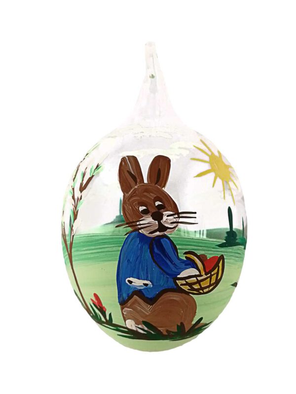 8er Osterei teilbemalt Osterhase mit Korb