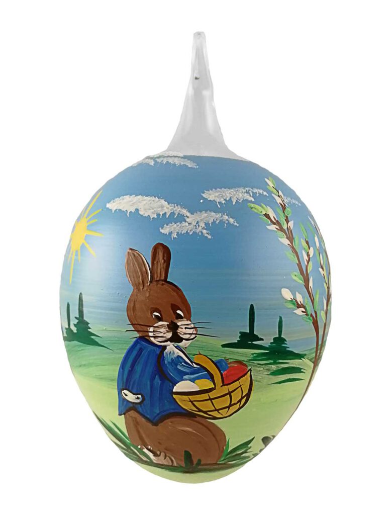 10er Osterei Osterhase mit Korb - Glasbläserei Andreas Voigt