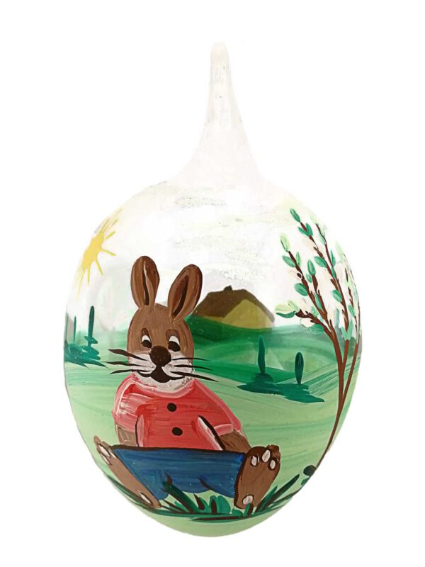 10er Osterei teilbemalt Osterhase sitzend