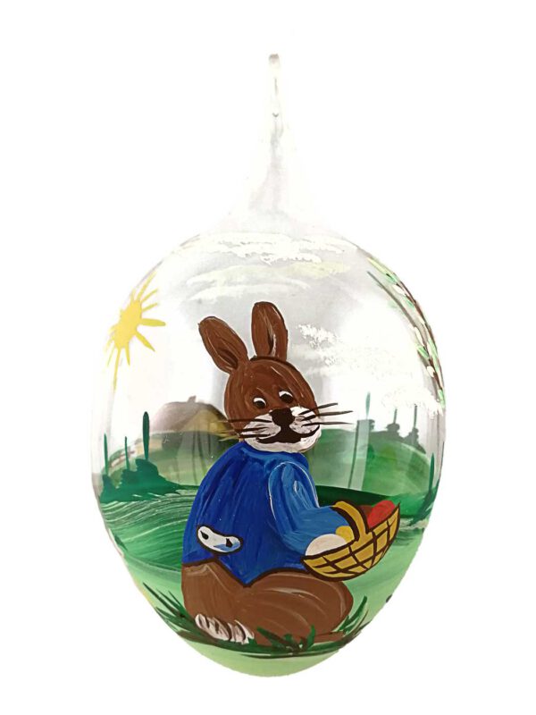 10er Osterei teilbemalt Osterhase mit Korb