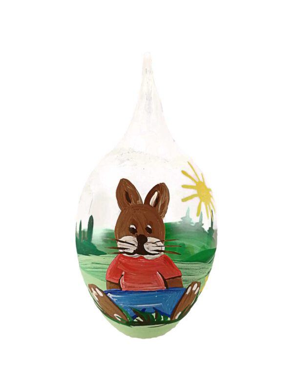 6er Osterei teilbemalt Osterhase sitzend