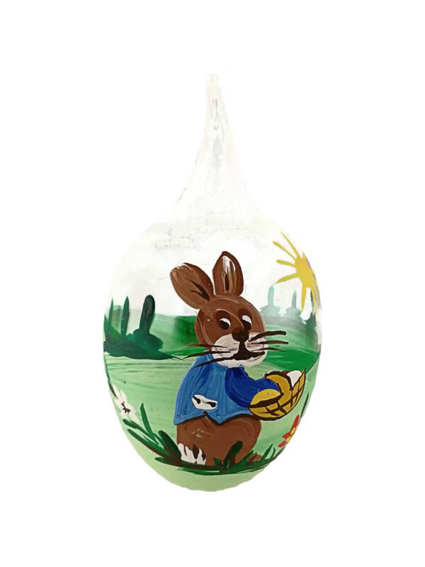 6er Osterei teilbemalt Osterhase mit Korb