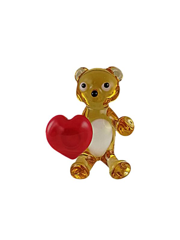 Glasfigur Teddybär citrin mit Herz
