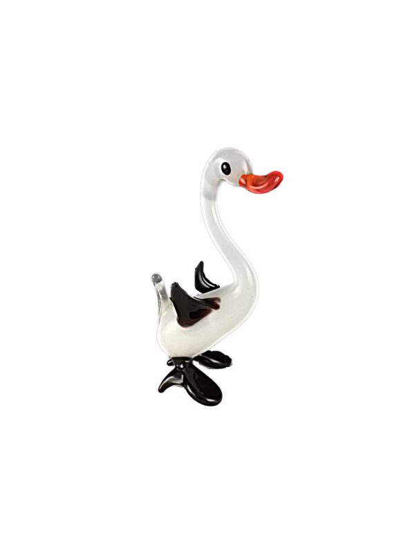 Glasfigur Ente weiß mit langem Hals