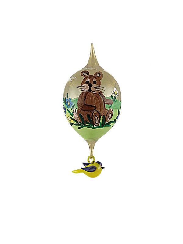 6er Osterei gold Osterhase mit Vogel