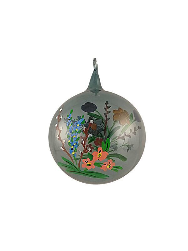 10er Kugel blau Blumenmotiv – Ansicht 2